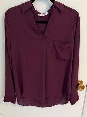 Lush Women's V-Neck Buttonless Blouse - Plum